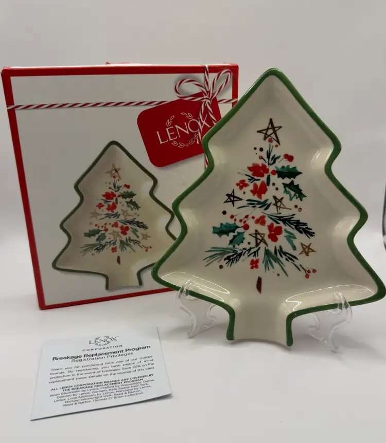 Lenox Merry and Pine Spoon Rest, Christmas Tree Shaped, Holiday Decor, By Lenox, Made In China, MPN 886543