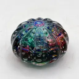 McKenzie Glass Seascape Rainbow Sea Urchin Paperweight Signed 2005 Lisa Cecil US