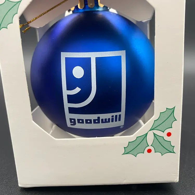 Happy Holidays! Blue Goodwill Ball Christmas Ornament