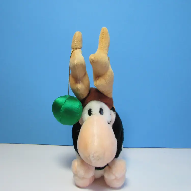 vintage 1985 Dakin Opus penguin reindeer with ornament Christmas stuffed animal