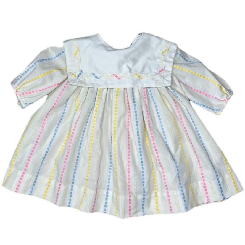 Vintage Little Miss Brent Floral Dress Size 2T Dainty Flower Stripes 1950s