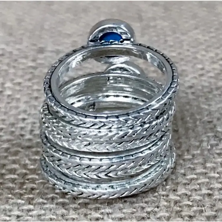 Premier Designs Touch Of Color Silver Tone Stacking Ring Set Sz 6 Twee Festival