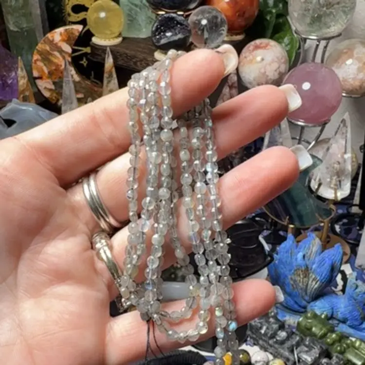 Labradorite Faceted Coin Bracelet 3.5mm