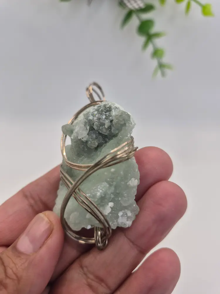 Sea Foam Green Agate Silvertone 2" Long