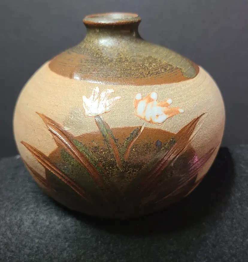 Signed Studio Pottery Weed Pot Bulb Vase