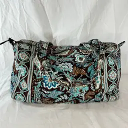 Vera Bradley Quilted Floral Paisley Barrell Duffel Bag Vintage Y2K Boho Travel