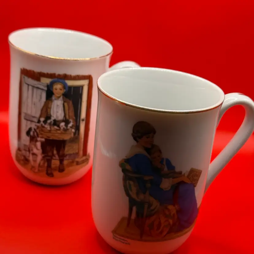 Pair Of vintage Norman Rockwell Mugs