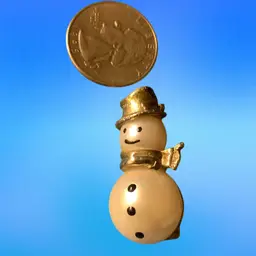 Faux Pearl Snowman Brooch Gold Tone