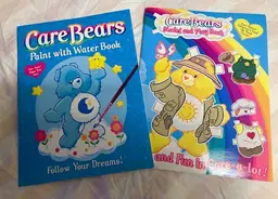 2 Care Bears Activity Books Paint w Water and Model & Play Book