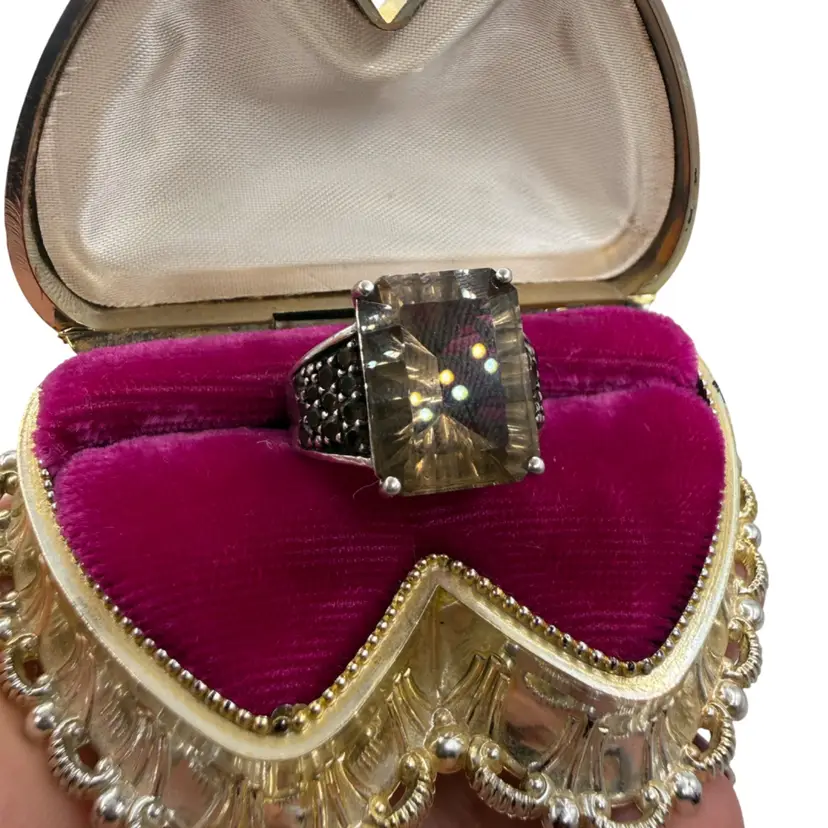 Sterling Silver And Smoky Spinel Ring Size 8.5