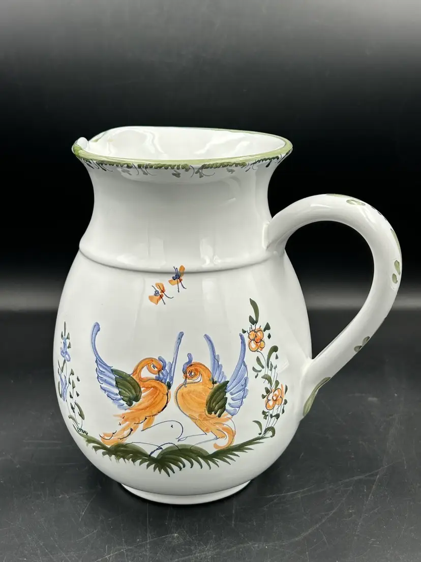 Vintage Serigraphie Decors Moustiers France Pitcher Hand Painted