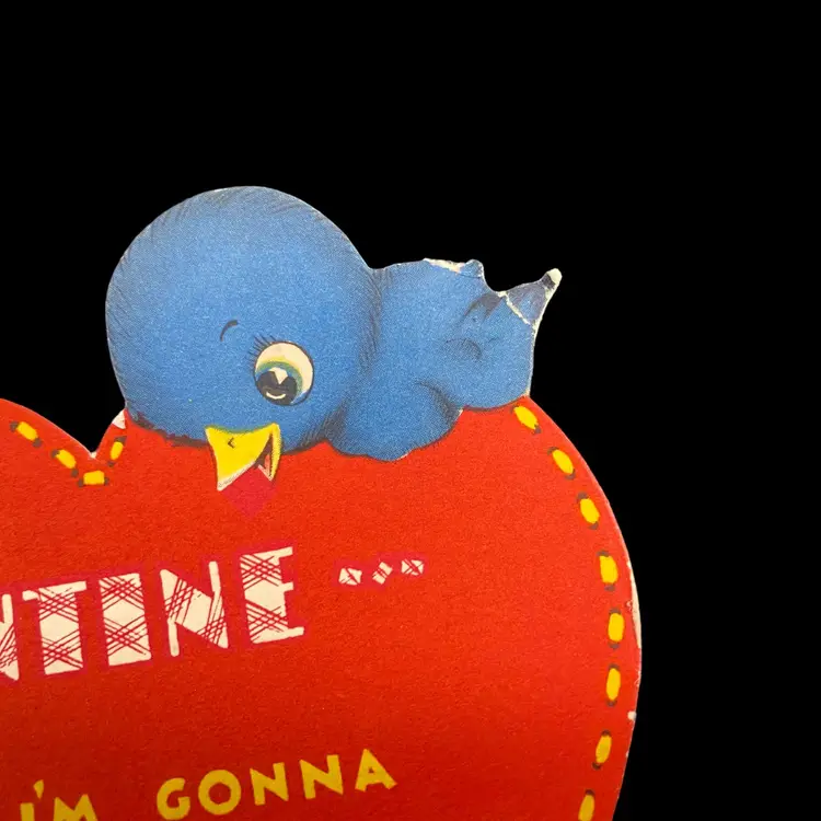 Vintage Valentine Die Cut Bluebird Heart