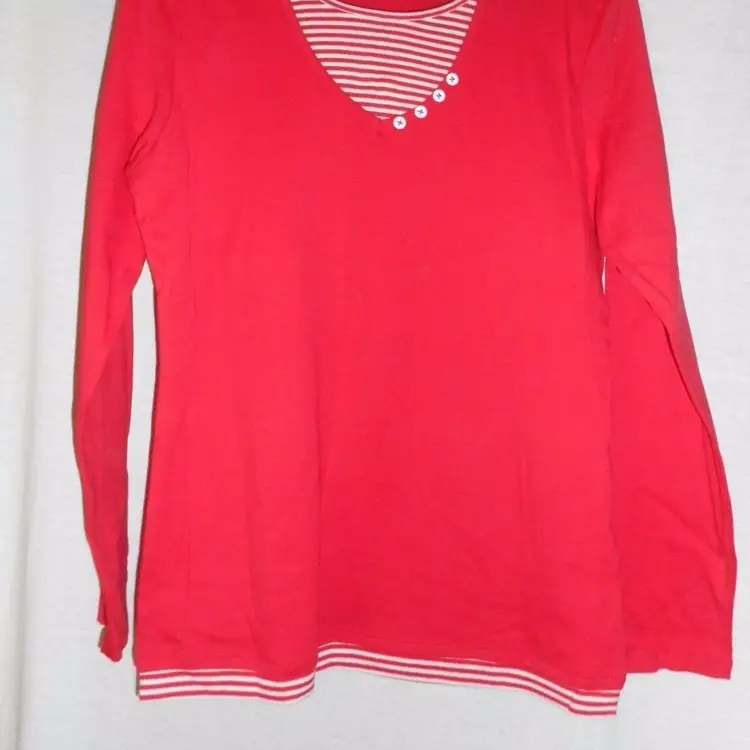 Beach Club Australia Knit top Striped Red White Size M nautical look striped cotton