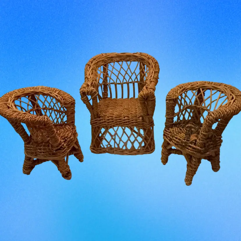 Vintage Wicker Rattan Doll Furniture ( Good Size For Barbie)*