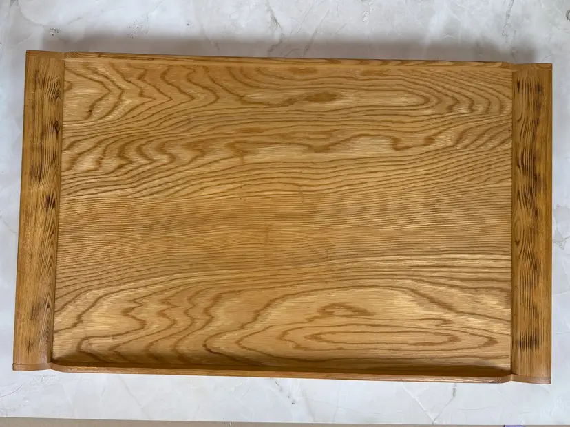 Mid Century Oak Serving Tray: Farberware Vintage Large Wood Platter with Handles