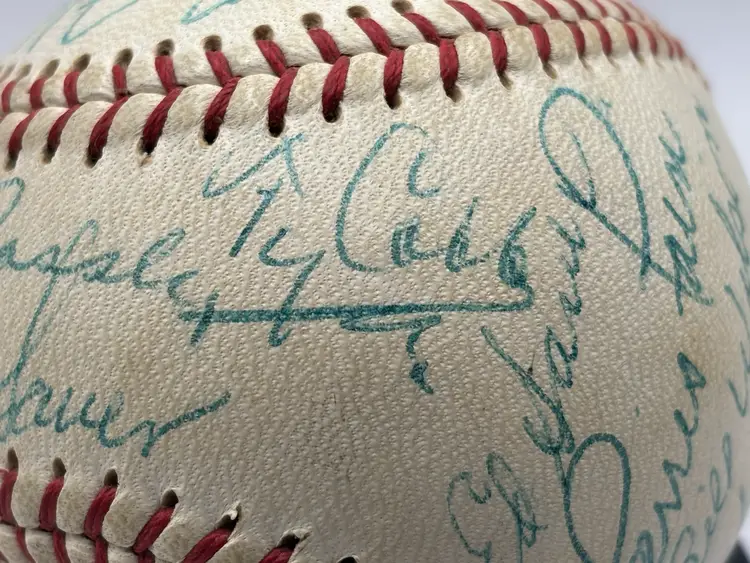 1953 TY COBB & BOB FELLER + 17 AUTOS (Signed Baseball) RARE PSA from CHASING CARDBOARD!