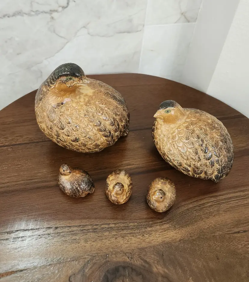 Vintage Quail Family of 5
