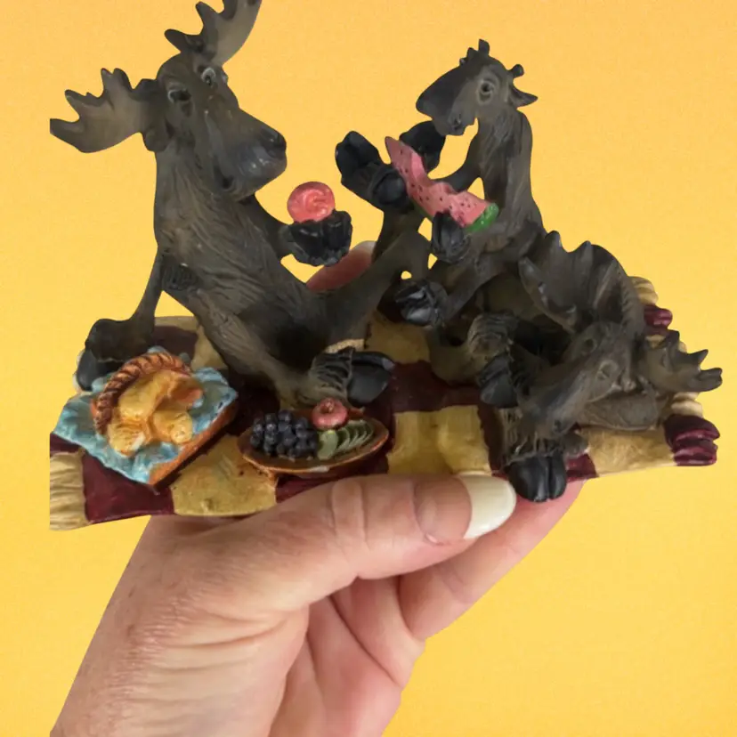Moose Family Picnic Figurine