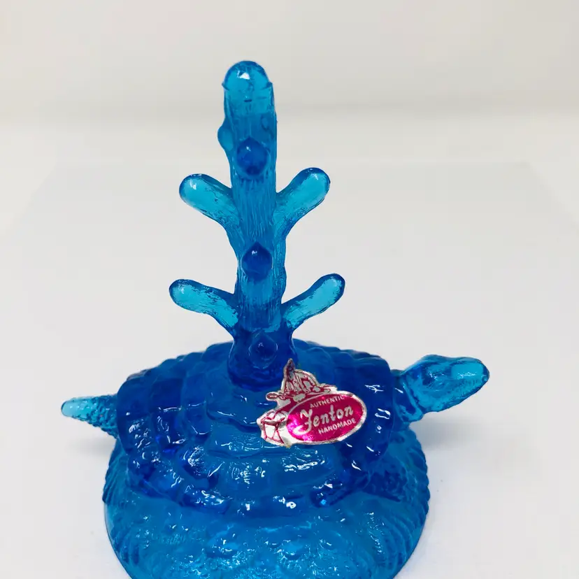 Colonial Blue Fenton Turtle Tree Ring Holder