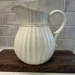 Vintage Home Interiors Pitcher, cream colored pitcher