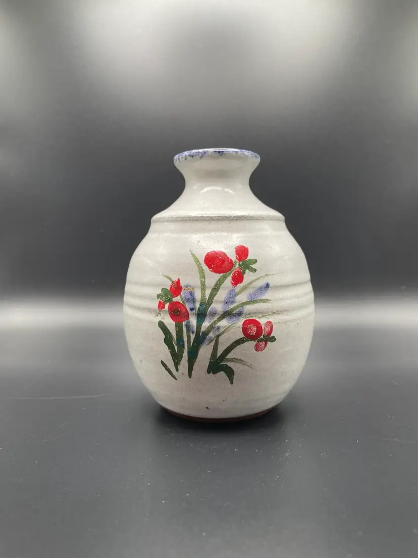 Unique Original Handmade Painted Redware Owens Pottery Bud Vase Home Decor