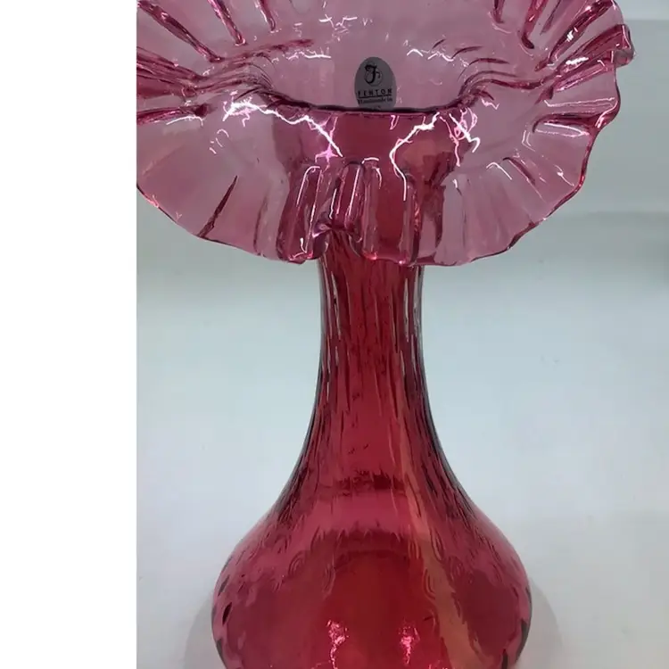 Fenton Cranberry Jack-In-The-Pulpit Vase  10.75”