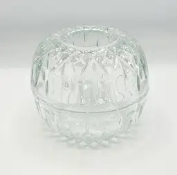 Vintage Homco Fairy Lamp 2pc Set Clear Cut Glass Round Globe Candle Holder 5"