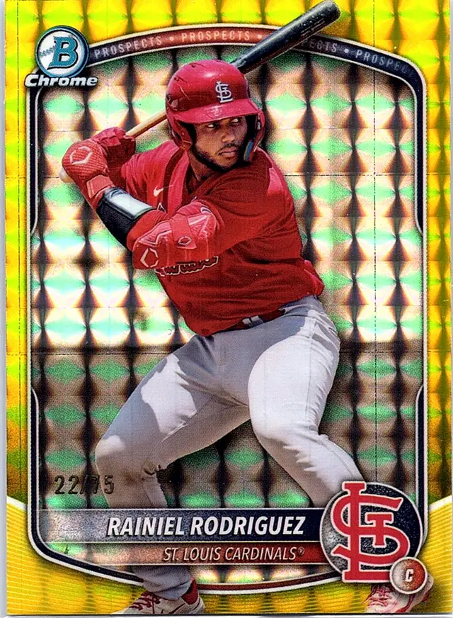 2025 Bowman Draft Rainiel Rodriguez #BDC-72 Chrome Yellow Geometric Cards /75