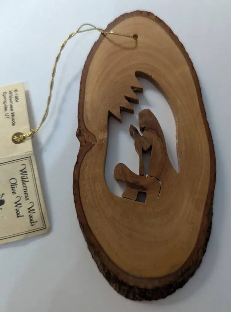 Hand Carved Ornament From Holy Land Olive Wood 1984