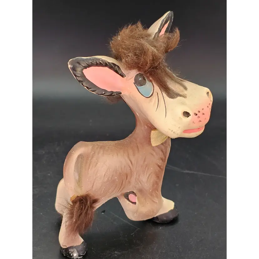 Norleans Anthropomorphic Ceramic Donkey With Hair Figurine Japan