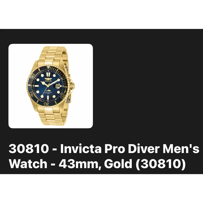 Invicta Pro Diver Men's Watch - 43mm, Gold (30810)