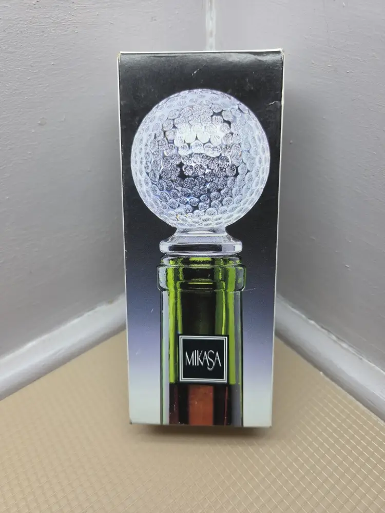 Mikasa Lead Crystal "Tee Time" Golf Ball Wine Liquor Bottle Stopper
