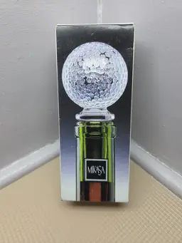 Mikasa Lead Crystal "Tee Time" Golf Ball Wine Liquor Bottle Stopper