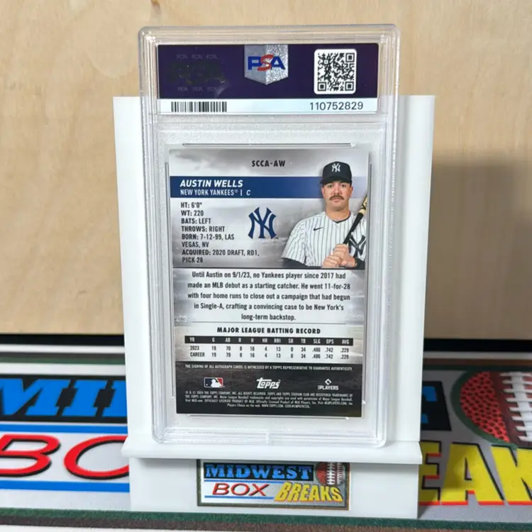 Austin Wells Chrome Auto #SCCAAW PSA 9 2024 Stadium Club New York Yankees