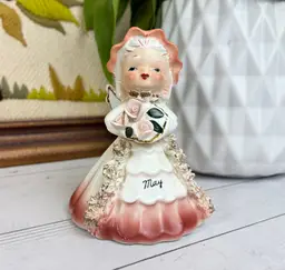 Vintage Napco May Birthday Angel Bell Figurine