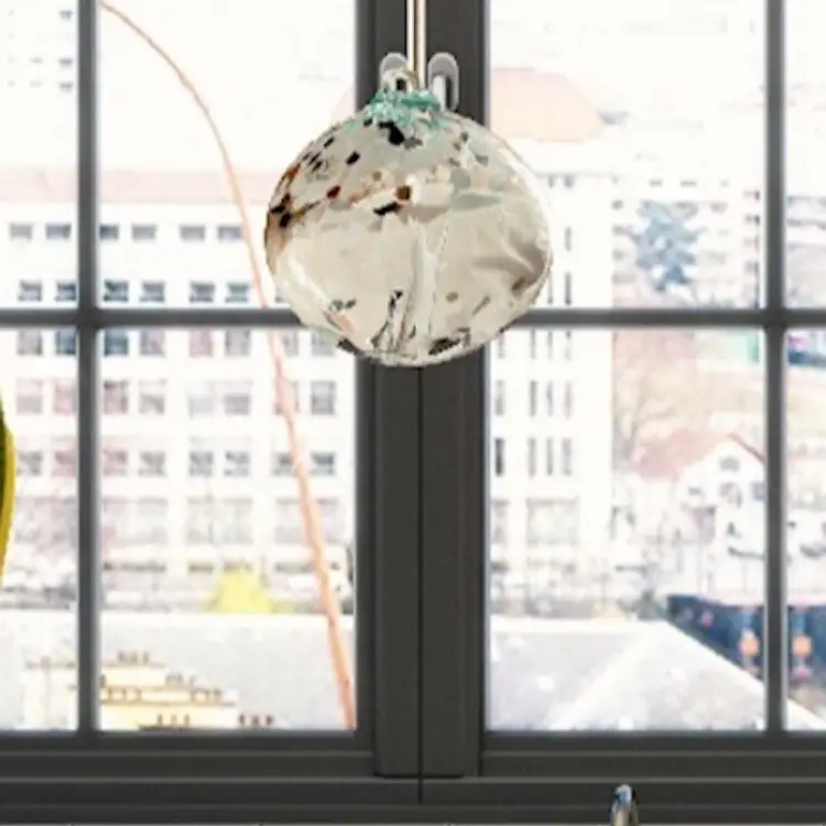 BLOWN GLASS ORB
ORNAMENT Tree Of Enchantment Collection 
By Kitras Art Glass Inc
Fergus Ontario Canada