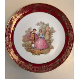 Marked “Limoges France”Fragonard Courting Scene Porcelain Decorative Plate 10”