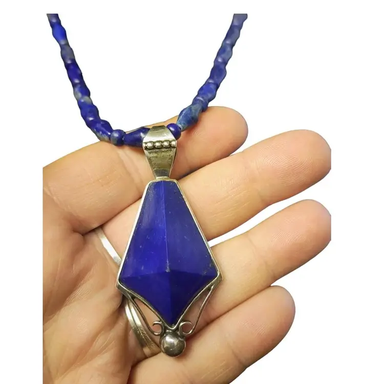Vintage Sterling Lapis Necklace
