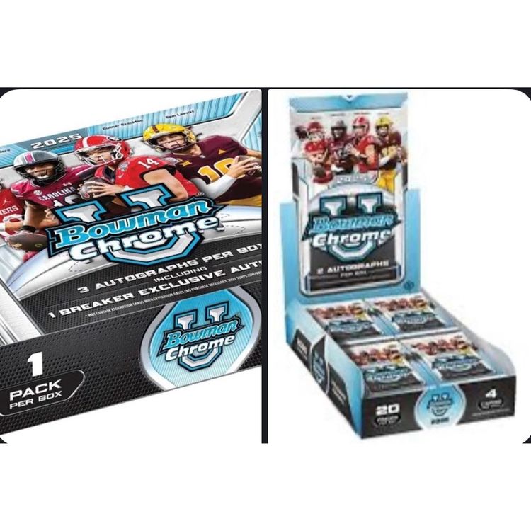 2025 Bowman Chrome University Football Dual Case (1 Hobby, 1 Delight, 22 Boxes!) Pick Your Team Live Rip #1 MBB1656