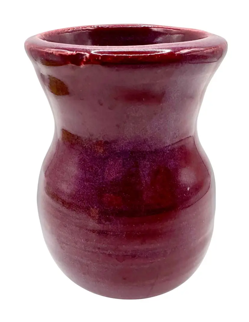 Signed VH Studio Art Pottery Small Vase Pot Magenta Pink Purple Glaze 4.25”