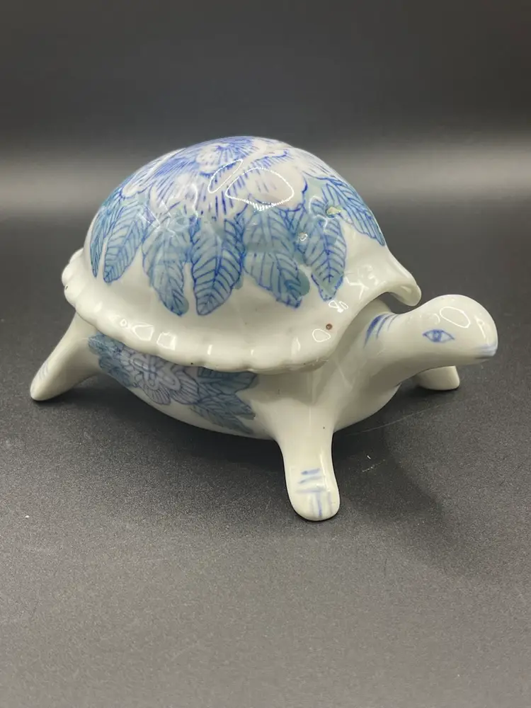 Vintage, Hand Painted, Porcelain Turtle Trinket Dish