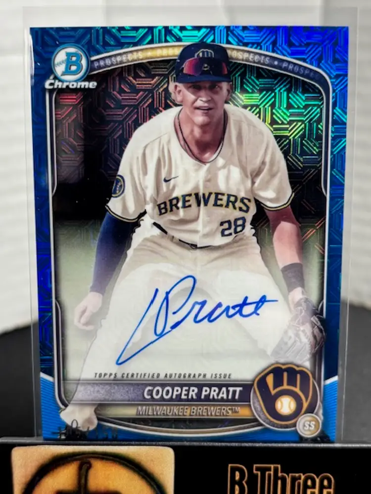 COOPER PRATT 2025 Bowman Chrome Mega Blue Mojo /150 Auto Milwaukee Brewers A1320
