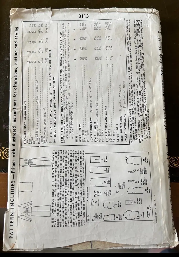 1947 simplicity sewing Pattern