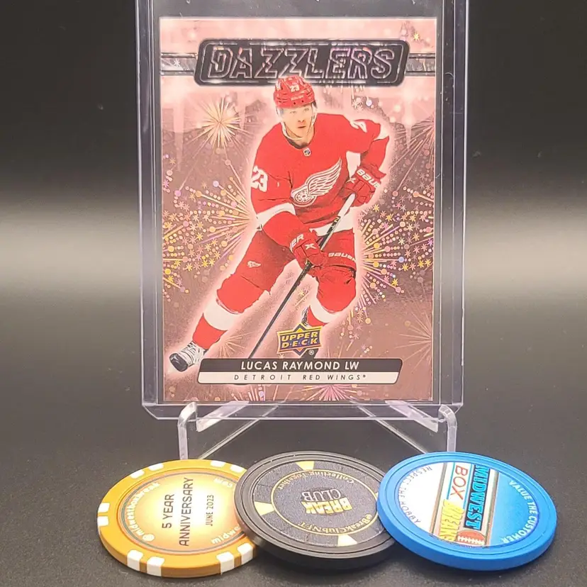 2023-24 Upper Deck Series 2 Lucas Raymond Dazzlers Insert Pink Parallel Card # DZ-73 - Detroit Red Wings Hockey Card
