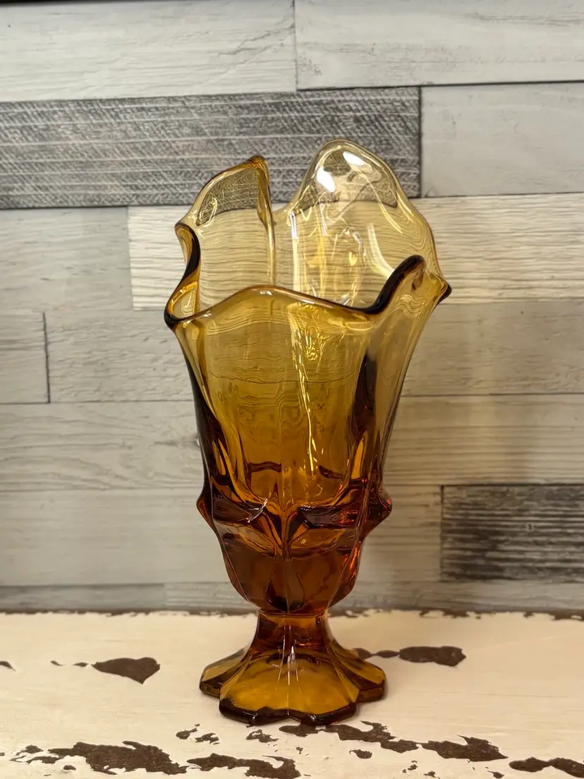 Fenton Valencia Amber Handkerchief Vase