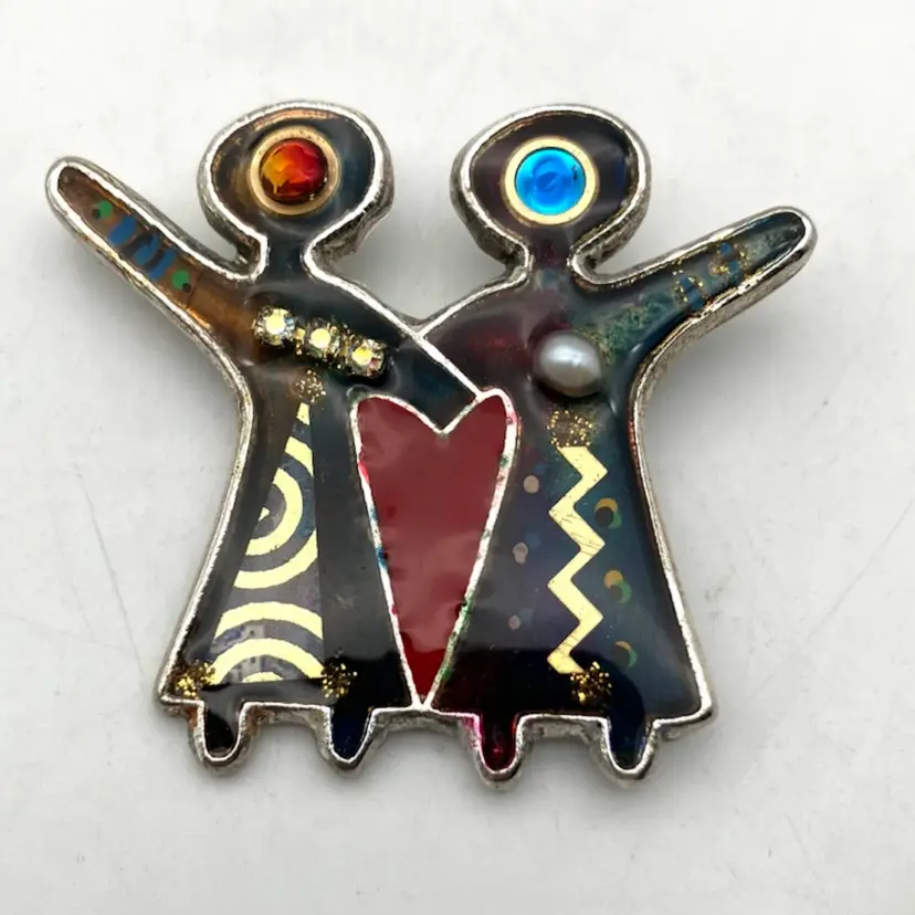 BIN - Vintage Yossi Steinberg Brooch Friends Love Heart Signed
