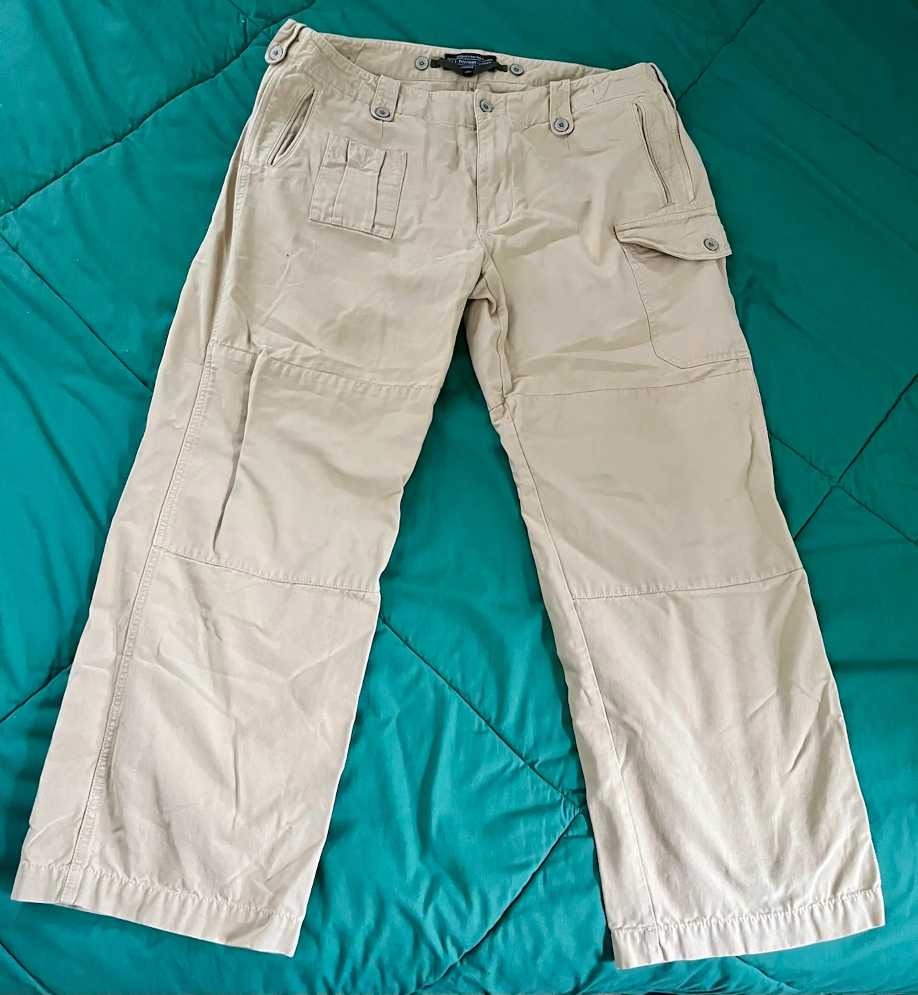 90s Y2K Era Sz 38 The J Peterman Company Khaki Beige Cargo Safari Utility Pants