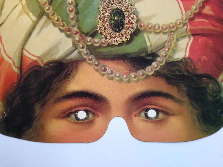 Vintage Turban Jewel Eye Mask Costume Accessory Cardboard