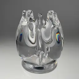 Kosta Boda Heavy Crystal Stylized Flower Tulip Candle Holders Signed Warff Glass READ 5.25"