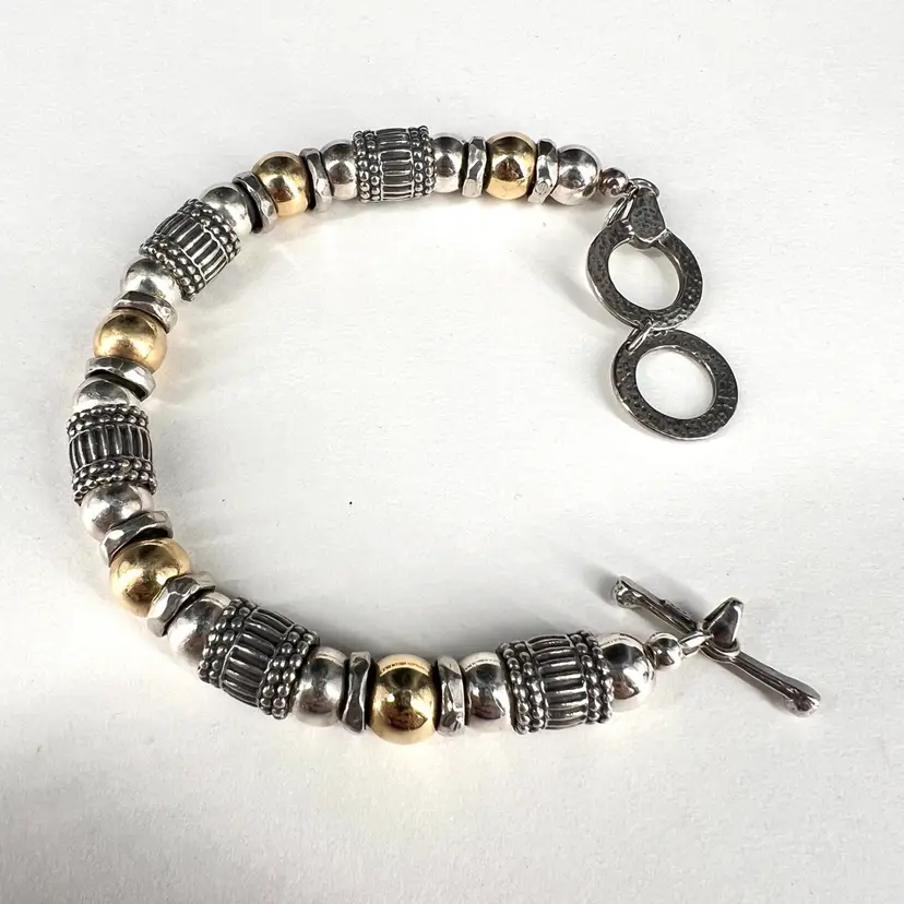 Silpada Sterling Silver Mixed Metal Beaded Bracelet 8”